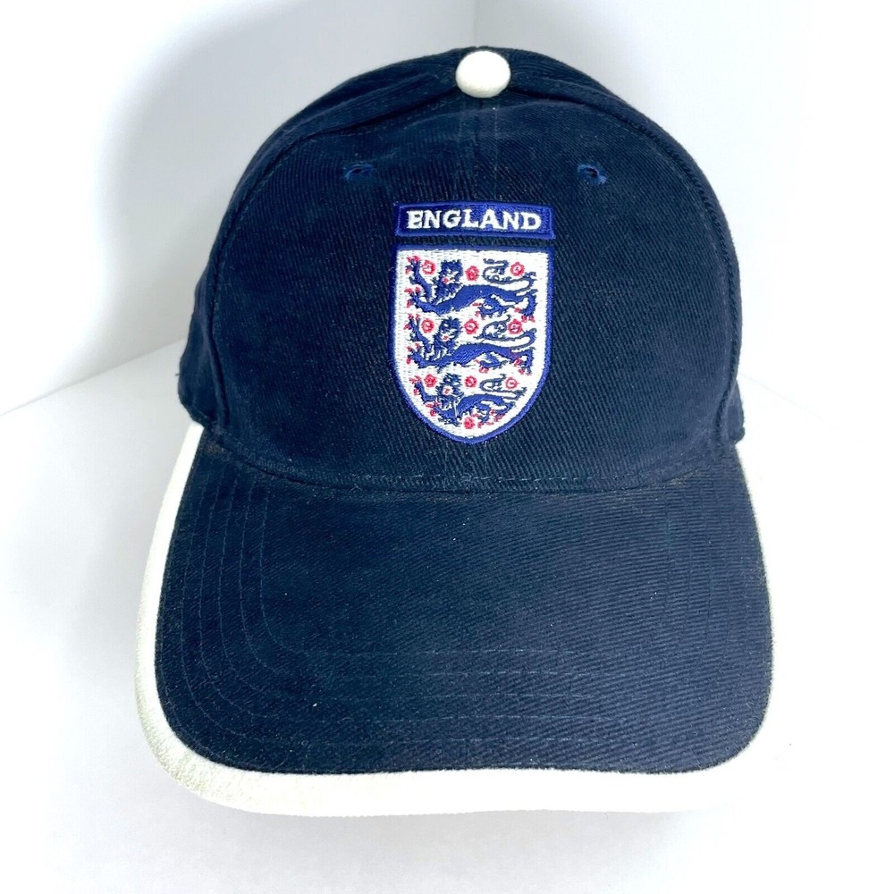 Vintage Umbro England Soccer Football Hat Strap Back Twill 90s Cap Flag Logo